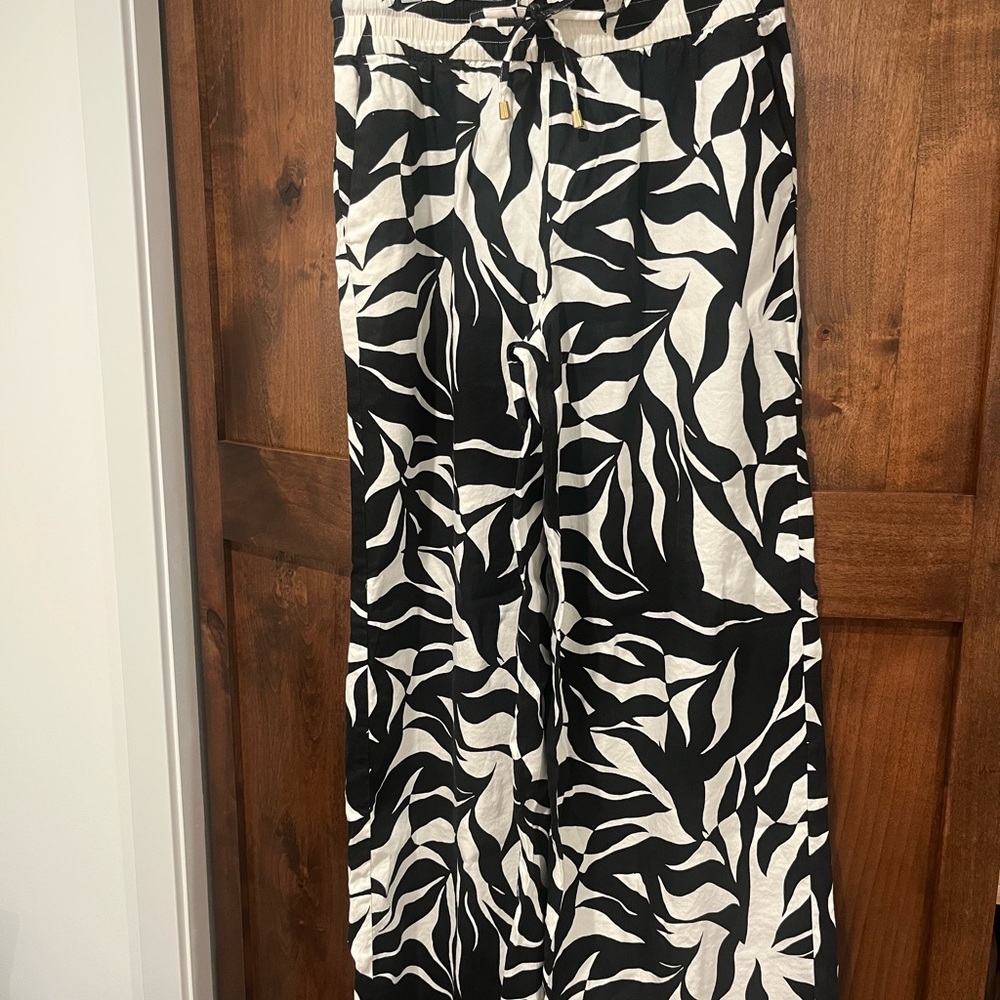 INC Mira Palm Black Linen Pants xs
